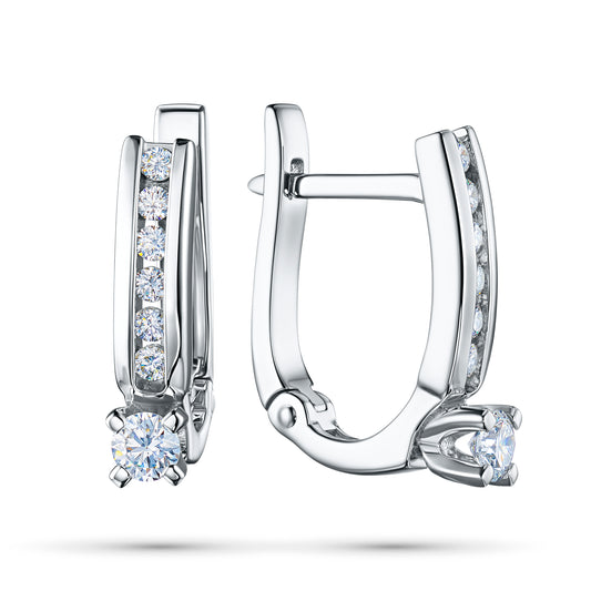 14K White Gold Earrings with Lab-Created Diamonds 0.780 CT.TW
