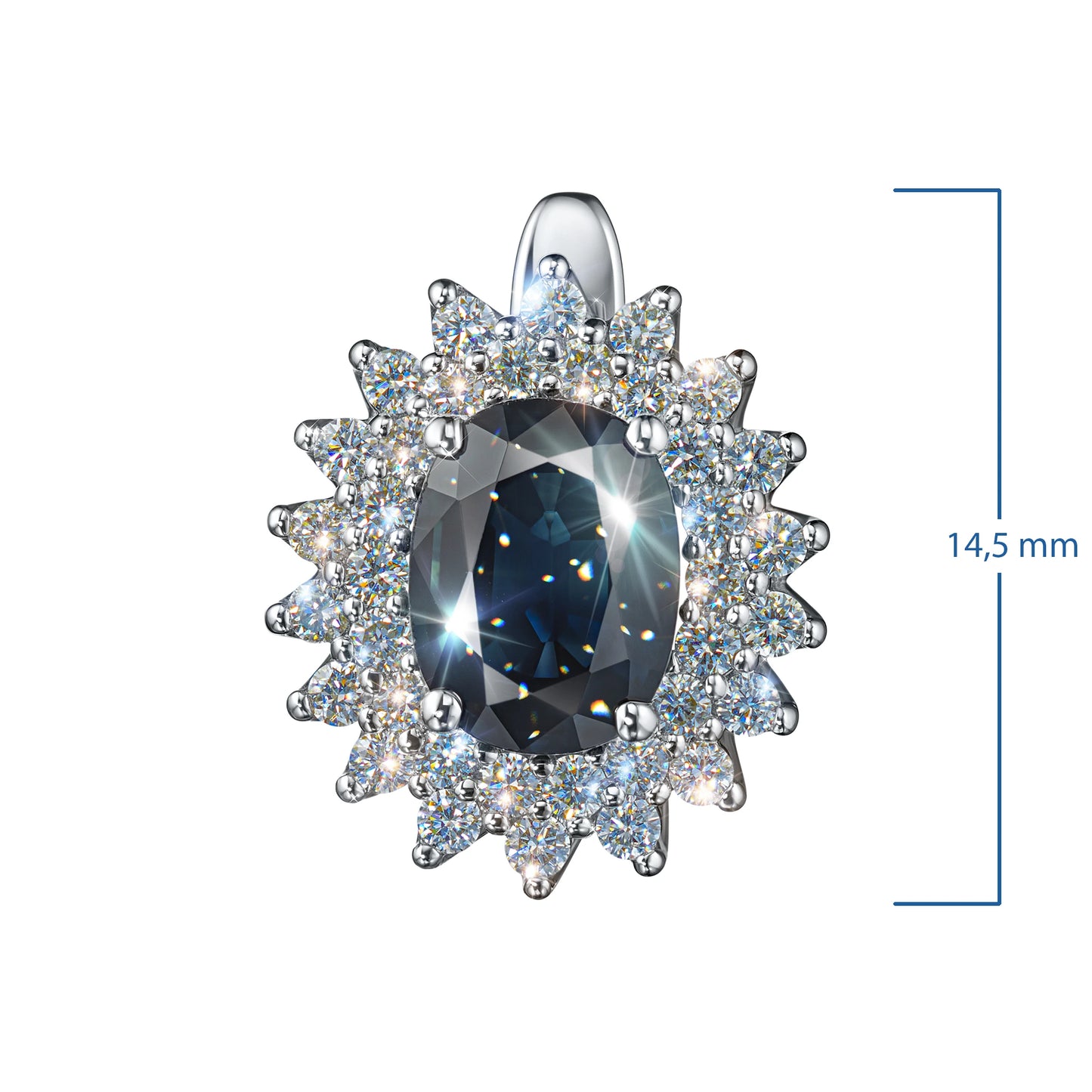 14K White Gold Earrings with Sapphire and Lab-Created Diamonds 5.100 CT.TW