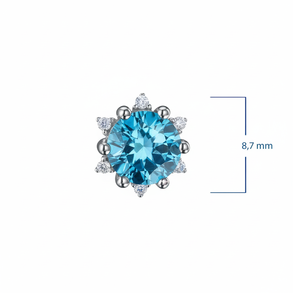 14K White Gold Earring Studs with Topaz and Lab-Created Diamonds 1.130 CT.TW
