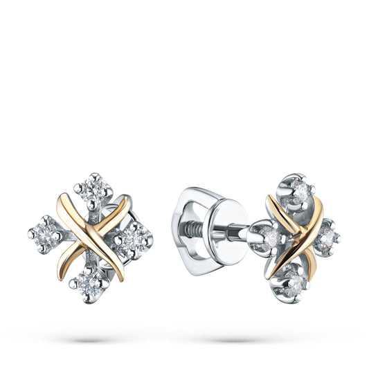 14K White Gold Earring Studs with Lab-Created Diamonds 0.19 CT.TW