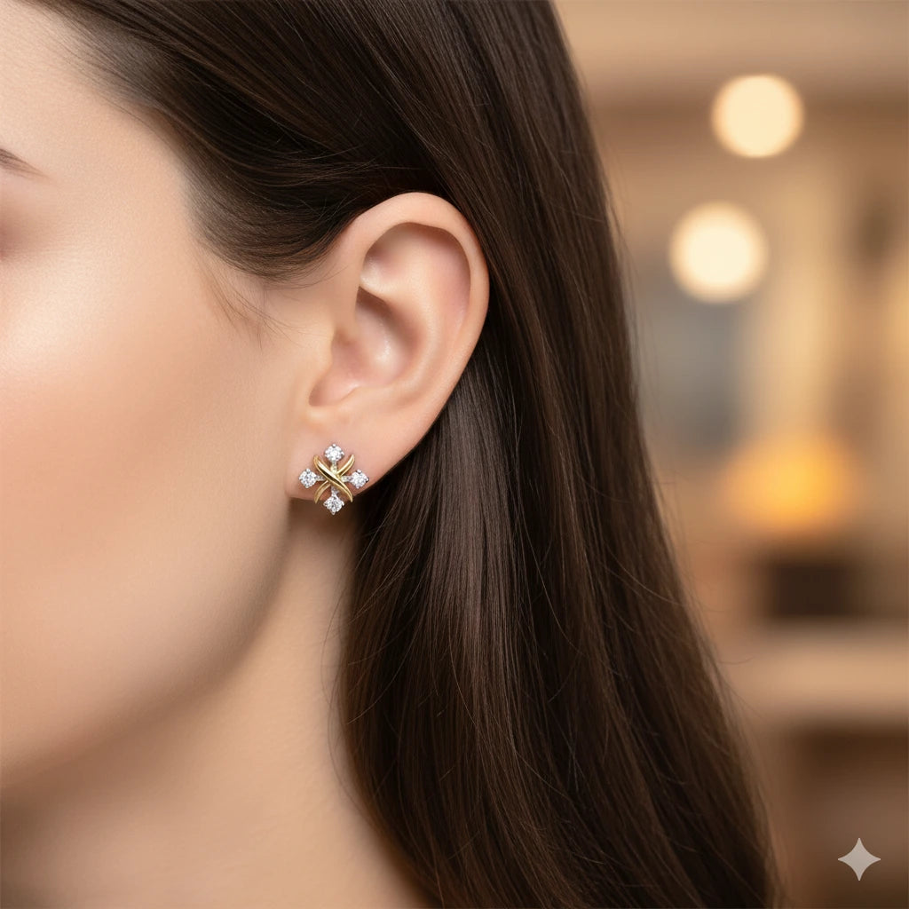 14K White Gold Earring Studs with Lab-Created Diamonds 0.19 CT.TW