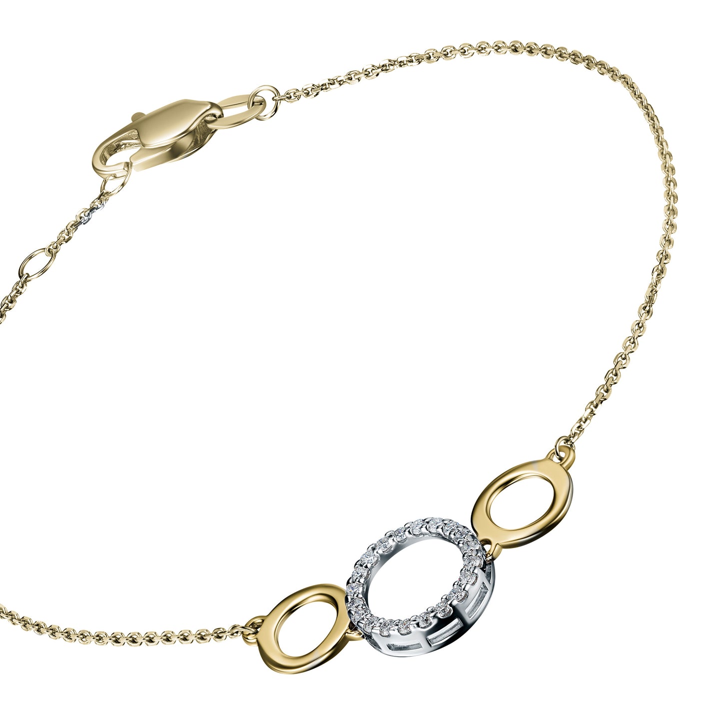 14K White-yellow Gold Bracelet with Lab-Created Diamonds 0.240 CT.TW