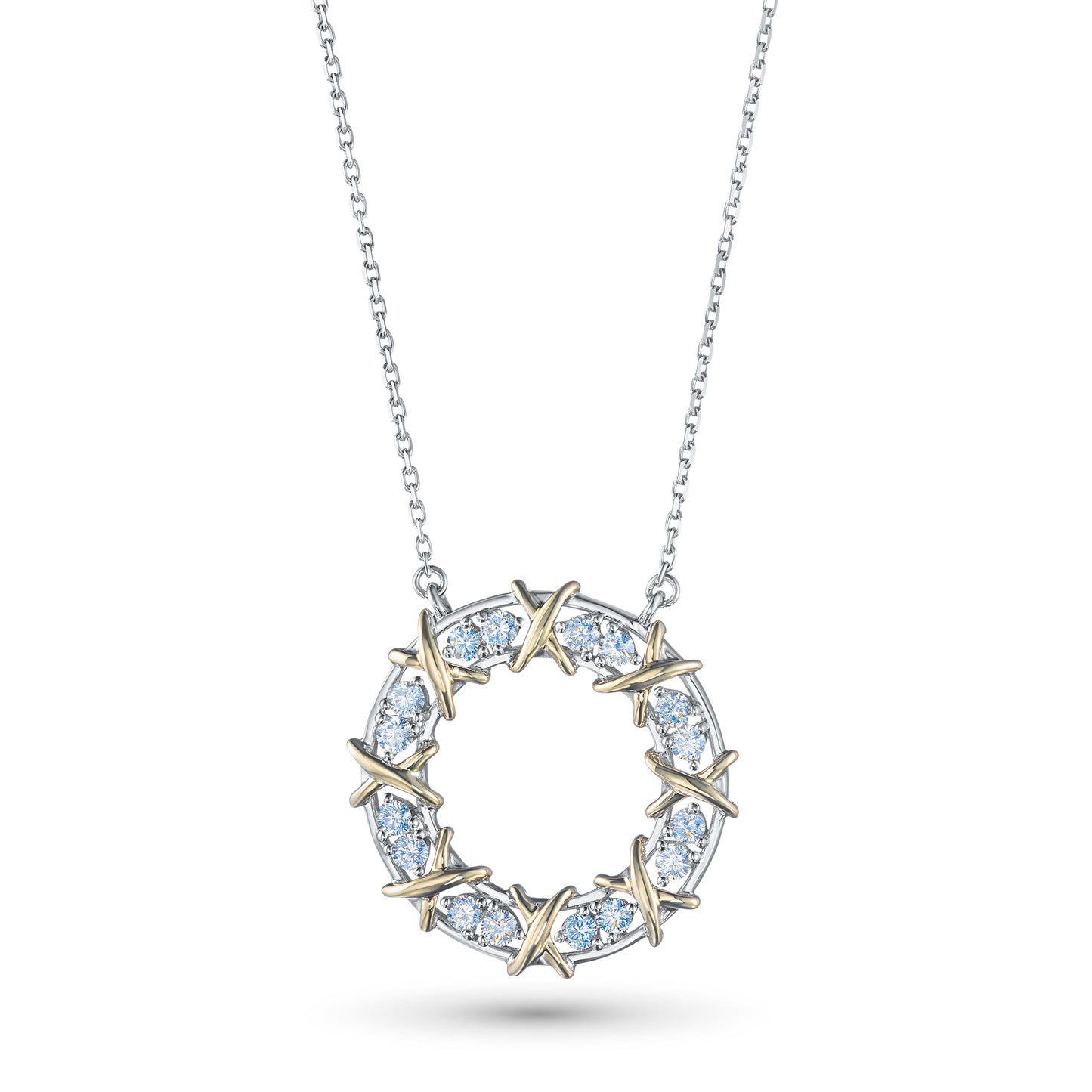 14K White-yellow Gold Necklace with Lab-Created Diamonds 0.550 CT.TW