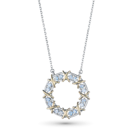 14K White-yellow Gold Necklace with Lab-Created Diamonds 0.550 CT.TW
