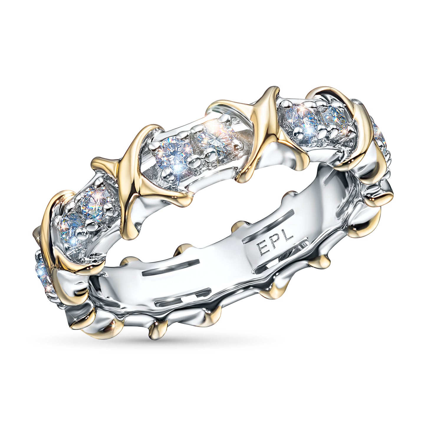 14K White-yellow Gold Ring with Lab-Created Diamonds 0.620 CT.TW