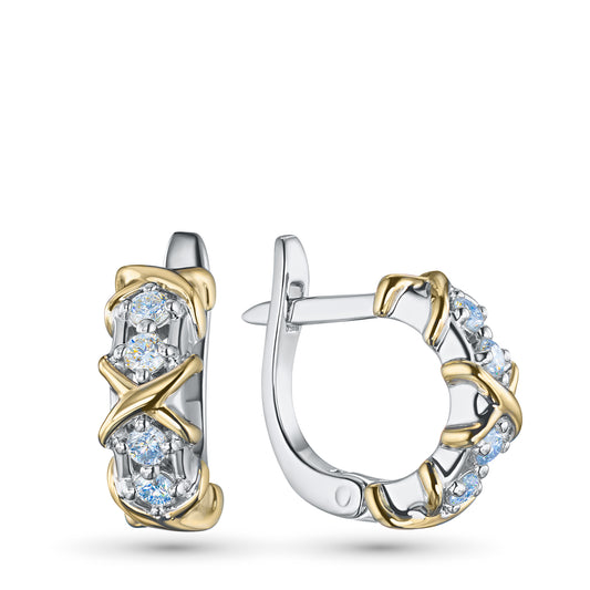 14K White-yellow Gold Earrings with Lab-Created Diamonds 0.280 CT.TW