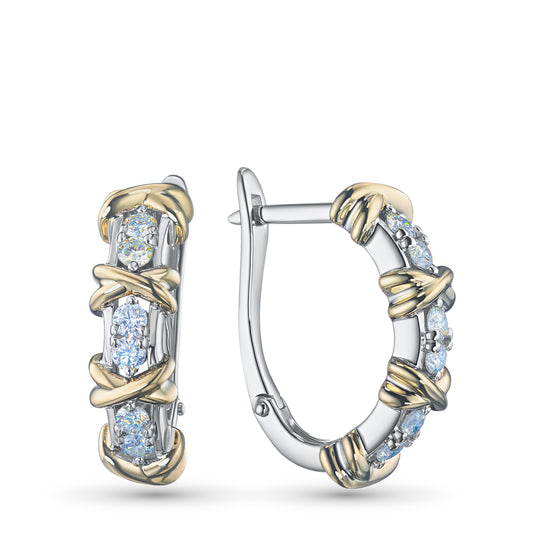 14K White-yellow Gold Earrings with Lab-Created Diamonds 0.530 CT.TW