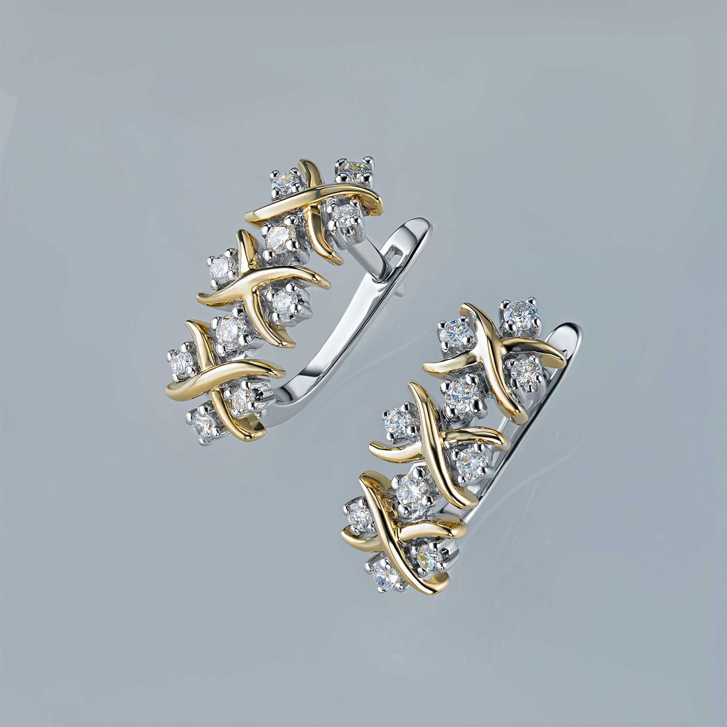 14K White-yellow Gold Earrings with Lab-Created Diamonds 0.59 CT.TW