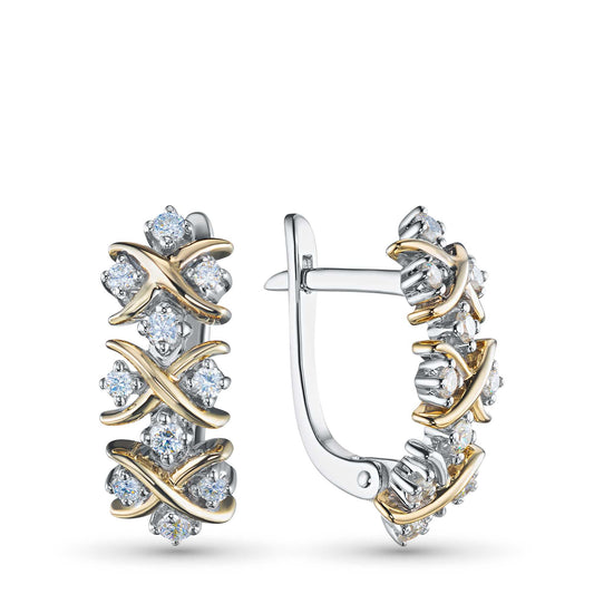 14K White-yellow Gold Earrings with Lab-Created Diamonds 0.59 CT.TW