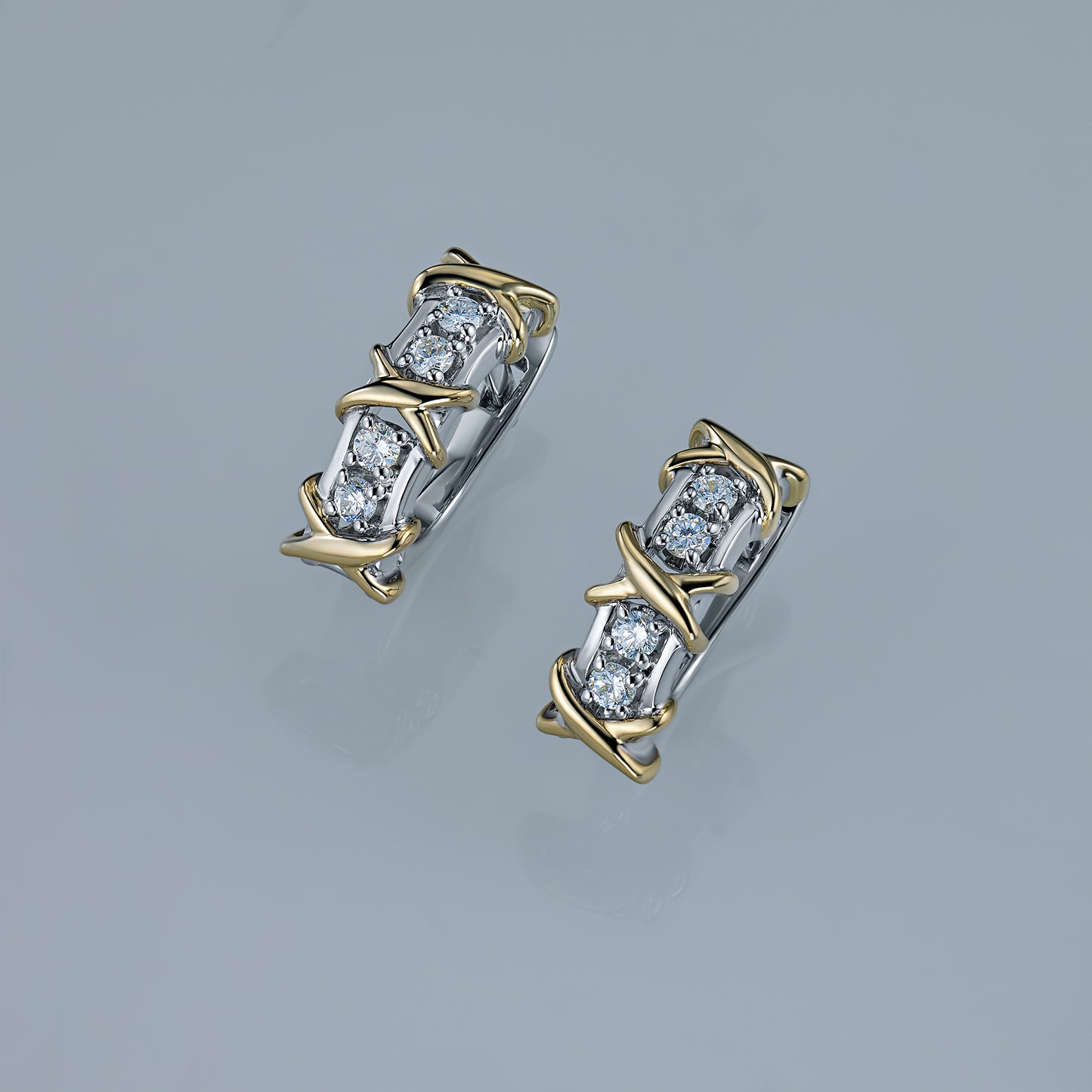14K White-yellow Gold Earrings with Lab-Created Diamonds 0.360 CT.TW