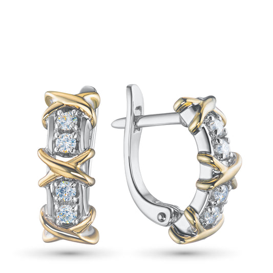 14K White-yellow Gold Earrings with Lab-Created Diamonds 0.360 CT.TW