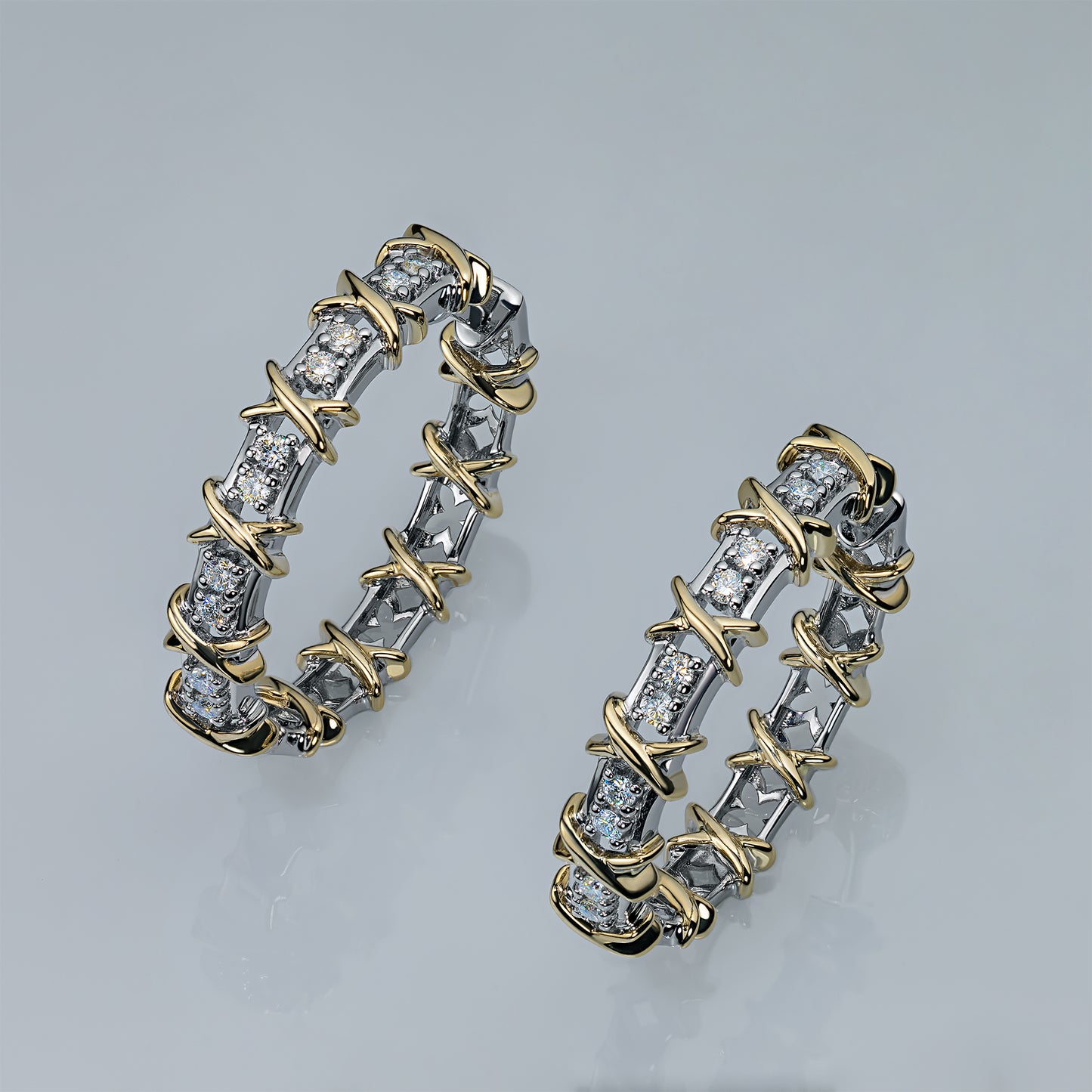 14K White-yellow Gold Earrings with Lab-Created Diamonds 0.390 CT.TW