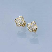 Yellow gold stud earrings with grown diamonds