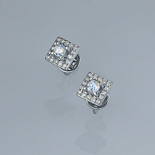 Silver stud earrings with grown diamonds