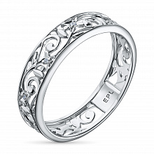 Silver ring with grown diamonds