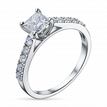 Кольцо из белого золота с выращенными бриллиантами