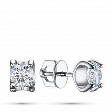 Silver stud earrings with grown diamonds
