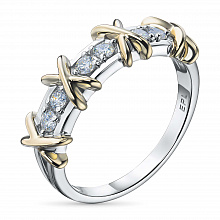 Кольцо из белого золота с выращенными бриллиантами