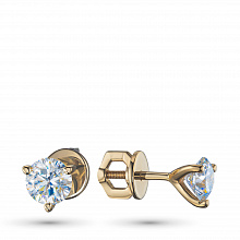 Пусеты из жёлтого золота с выращенными бриллиантами