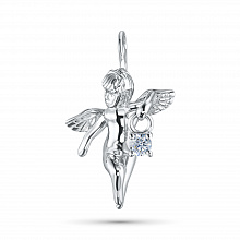 Silver pendant with grown diamond