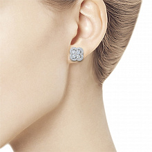 Silver stud earrings with grown diamonds