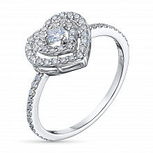 Silver ring with grown diamonds