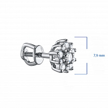 Silver stud earrings with grown diamonds