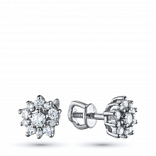 Silver stud earrings with grown diamonds