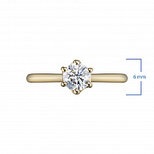 Yellow gold ring with grown diamond