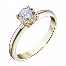 Yellow gold ring with grown diamond