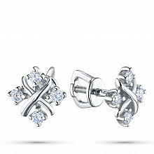 Silver stud earrings with grown diamonds