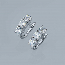 Серьги из белого золота с выращенными бриллиантами