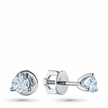 Серьги из белого золота с выращенными бриллиантами