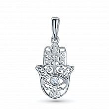 Silver pendant with grown diamond
