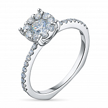 Silver ring with grown diamonds