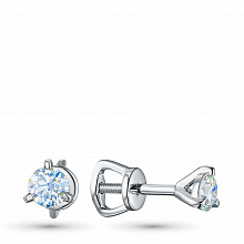 Silver stud earrings with grown diamonds