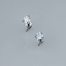 Silver stud earrings with grown diamonds
