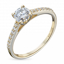 Кольцо из жёлтого золота с выращенными бриллиантами