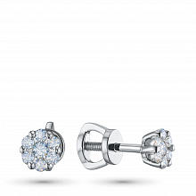 Silver stud earrings with grown diamonds