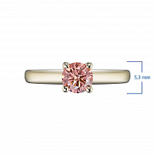 Yellow gold ring with grown diamond