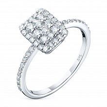 Silver ring with grown diamonds
